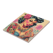 Retro Schattigee Tattooed Pin-up Tegeltje (Zijkant)