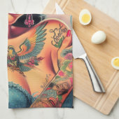 Retro Schattigee Tattooed Pin-up Theedoek (Quarter Fold)