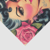 Retro Schattigee Tattooed Pin-up Tissuepapier (Detail)