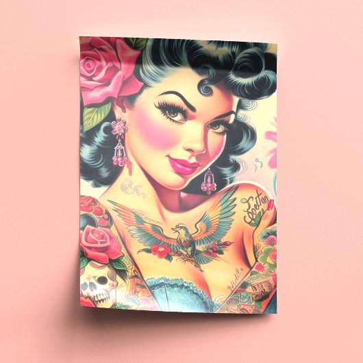 Retro Schattigee Tattooed Pin-up Tissuepapier
