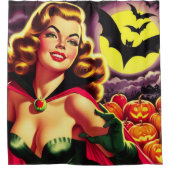 Retro Schattigee Vampier Pin-up Douchegordijn (Voorkant)