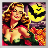 Retro Schattigee Vampier Pin-up Poster (Voorkant)
