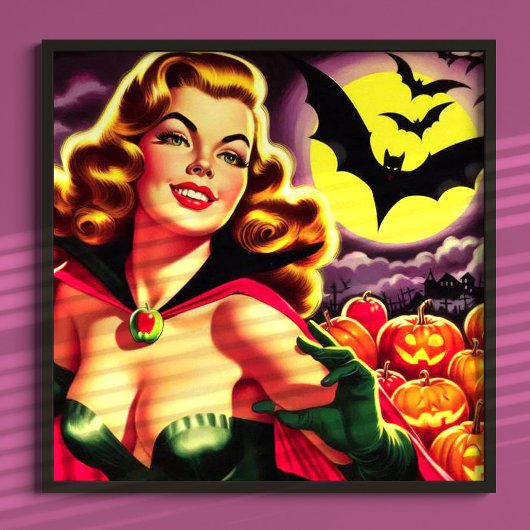 Retro Schattigee Vampier Pin-up Poster