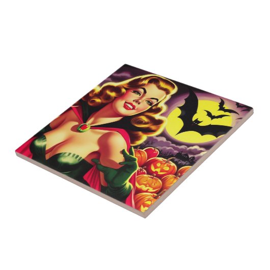Retro Schattigee Vampier Pin-up Tegeltje (Zijkant)