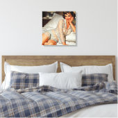 Retro Schattigee Vrouw '50 Pin-up Canvas Afdruk (Insitu (Slaapkamer))
