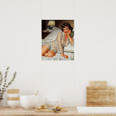 Retro Schattigee Vrouw '50 Pin-up Poster (Keuken)