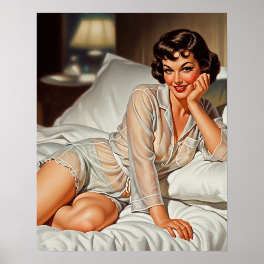 Retro Schattigee Vrouw '50 Pin-up Poster (Voorkant)