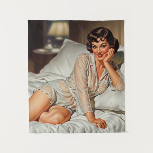 Retro Schattigee Vrouw '50 Pin-up Wandkleed (Voorkant)