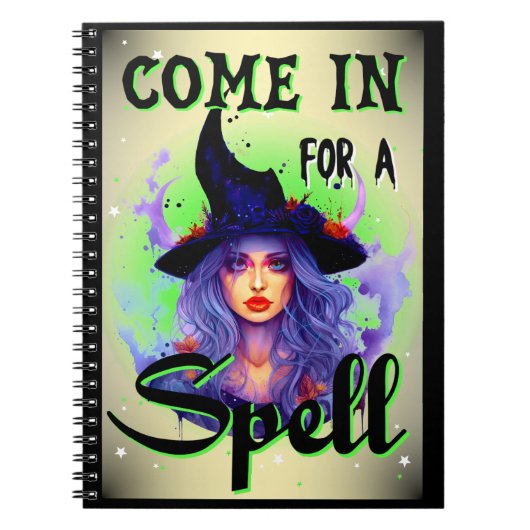 Retro Schattigee Witchy Halloween Notitieboek (Voorkant)