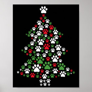 Retro Schattigee Xmas Dog Paw Print Kerstboom Pupp