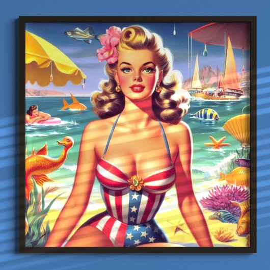 Retro Schattigee Zomer Pin-up Poster