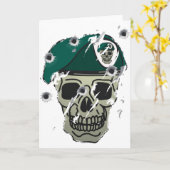 Retro schedel en baret militair motief kaart (Gele Bloem)