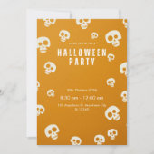 Retro Schedel Halloween Feest Uitnodiging | Oranje (Voorkant)
