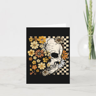 Retro Schedel Skelet Bloemig Herfst Sfeer Hallowee Kaart