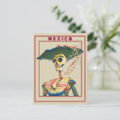 retro schedeldag van de doden briefkaart (Staand voorkant)