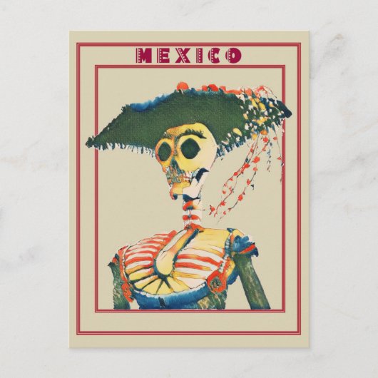 retro schedeldag van de doden briefkaart (Voorkant)