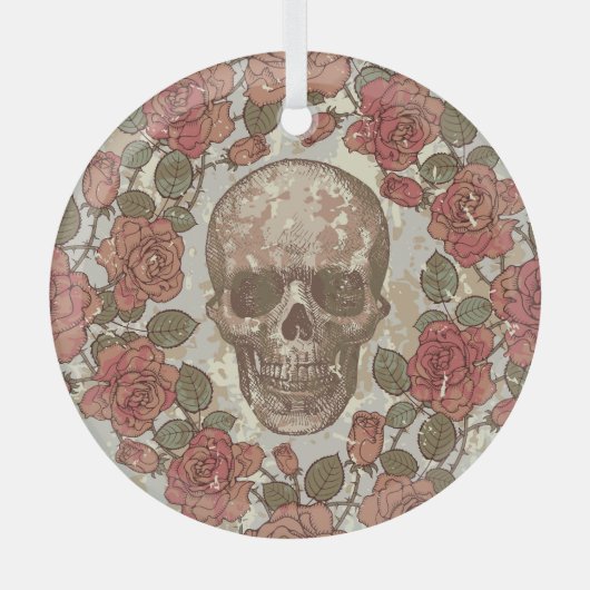 Retro schedels en Rozen Ornament (Voorkant)