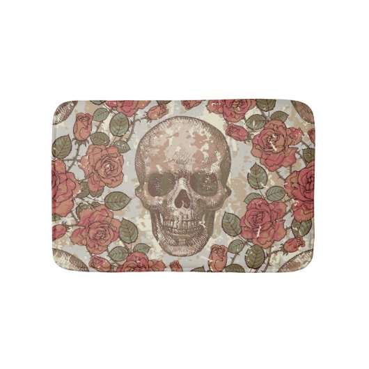 Retro schedels en Rozen Ornament Badmat (Voorkant)
