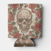 Retro schedels en Rozen Ornament Blikjeskoeler (Voorkant)