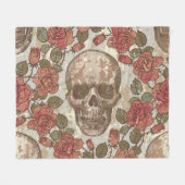 Retro schedels en Rozen Ornament Fleece Deken (Voorkant (Horizontaal))