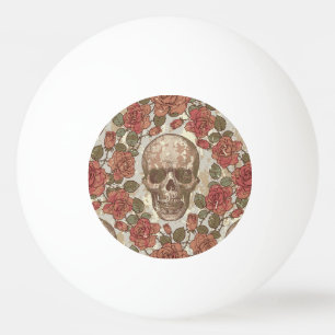 Retro schedels en Rozen Ornament Pingpongbal