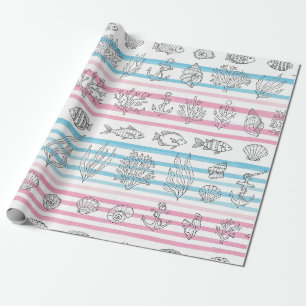 Retro Scheepvaart Waterverf Patroon (12) Cadeaupapier