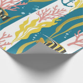 Retro Scheepvaart Waterverf Patroon (14) Cadeaupapier (Hoek)