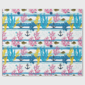 Retro Scheepvaart Waterverf Patroon (2) Cadeaupapier (Vlak)