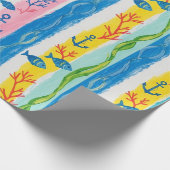 Retro Scheepvaart Waterverf Patroon (4) Cadeaupapier (Hoek)