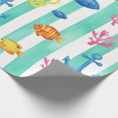 Retro Scheepvaart Waterverf Patroon (9) Cadeaupapier (Hoek)