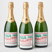Retro “Schenk de feestvreugde” Kerstmis Sparkling Wijnetiket (Flessen)