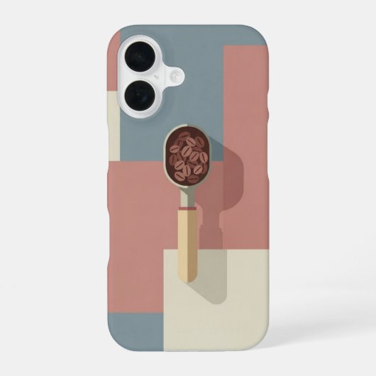 Retro schep en koffiebonen iPhone 16 hoesje (Achterkant)