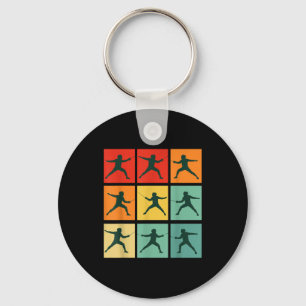 Retro schermen voor kerstmis Srty schermer atleet Sleutelhanger