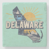 Retro Schilderachtig Delaware Silhouette Stenen Onderzetter (Voorkant)