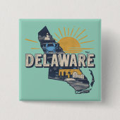 Retro Schilderachtig Delaware Silhouette Vierkante Button 5,1 Cm (Voorkant)