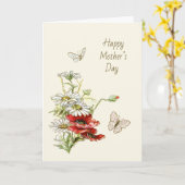 Retro schilderij van bloemen voor Moederdag Kaart (Gele Bloem)