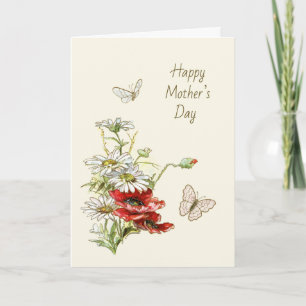 Retro schilderij van bloemen voor Moederdag Kaart