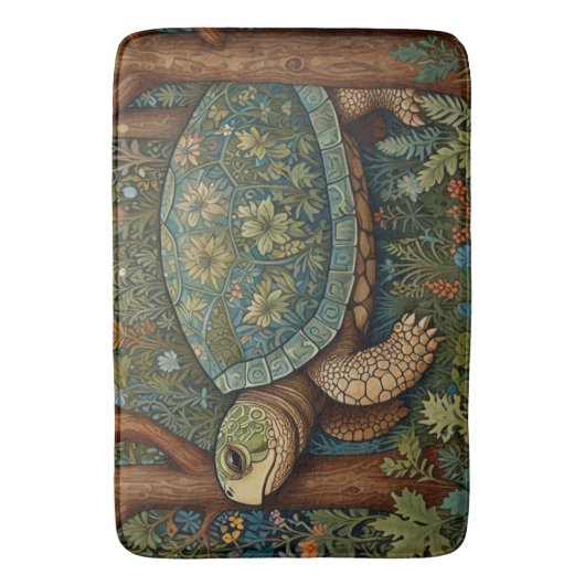  retro schildpad Boheemse Boho Woodland Badmat (Voorkant Verticaal)