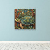 retro schildpad Boheemse Boho Woodland Canvas Afdruk (Insitu (Houten vloer))