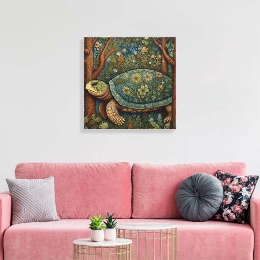 retro schildpad Boheemse Boho Woodland Canvas Afdruk (Insitu (Woonkamer))