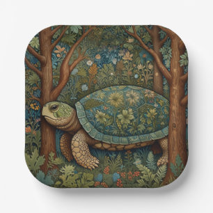 retro schildpad Boheemse Boho Woodland Papieren Bordje