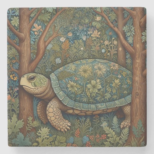  retro schildpad Boheemse Boho Woodland Stenen Onderzetter (Voorkant)