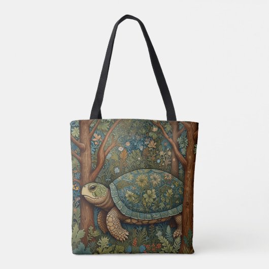 retro schildpad Boheemse Boho Woodland Tote Bag (Achterkant)