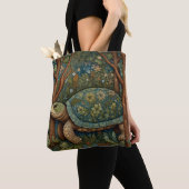retro schildpad Boheemse Boho Woodland Tote Bag (Dichtbij)
