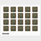  retro schildpad Boheemse Boho Woodland Vierkante Sticker (Vel)
