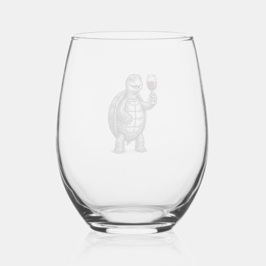 Retro Schildpad met Wijn Glas Shirt Ontwerp_1 (Voorkant)