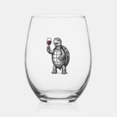 Retro Schildpad met Wijn Glas Shirt Ontwerp_1 (Achterkant)