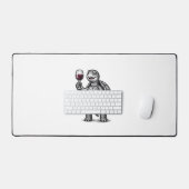 Retro Schildpad met Wijn Glas Shirt Ontwerp_1 Bureaumat (Keyboard & Muis)