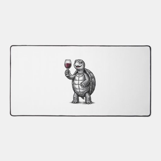 Retro Schildpad met Wijn Glas Shirt Ontwerp_1 Bureaumat (Voorkant)