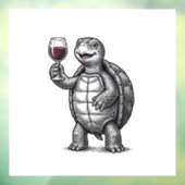 Retro Schildpad met Wijn Glas Shirt Ontwerp_1 Raamsticker (Vel 3)